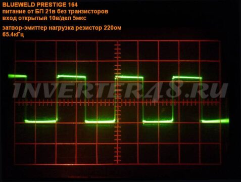 Осциллограмма на затворе IRGP4068D нагрузка резистор 220ом
