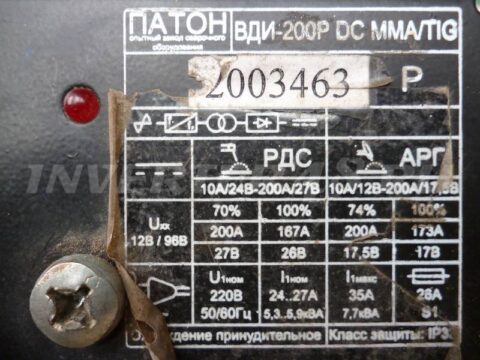 Характеристики сварочного инвертора ПАТОН ВДИ 200 P DC TIG